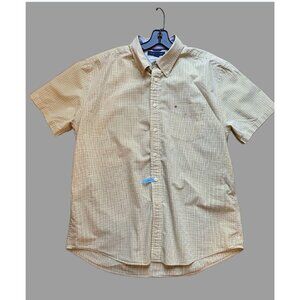 Tommy Hilfiger Men’s Yellow & White Micro Check Button Front Shirt XL 50” Chest